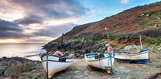 view of boats on beach in cornwall